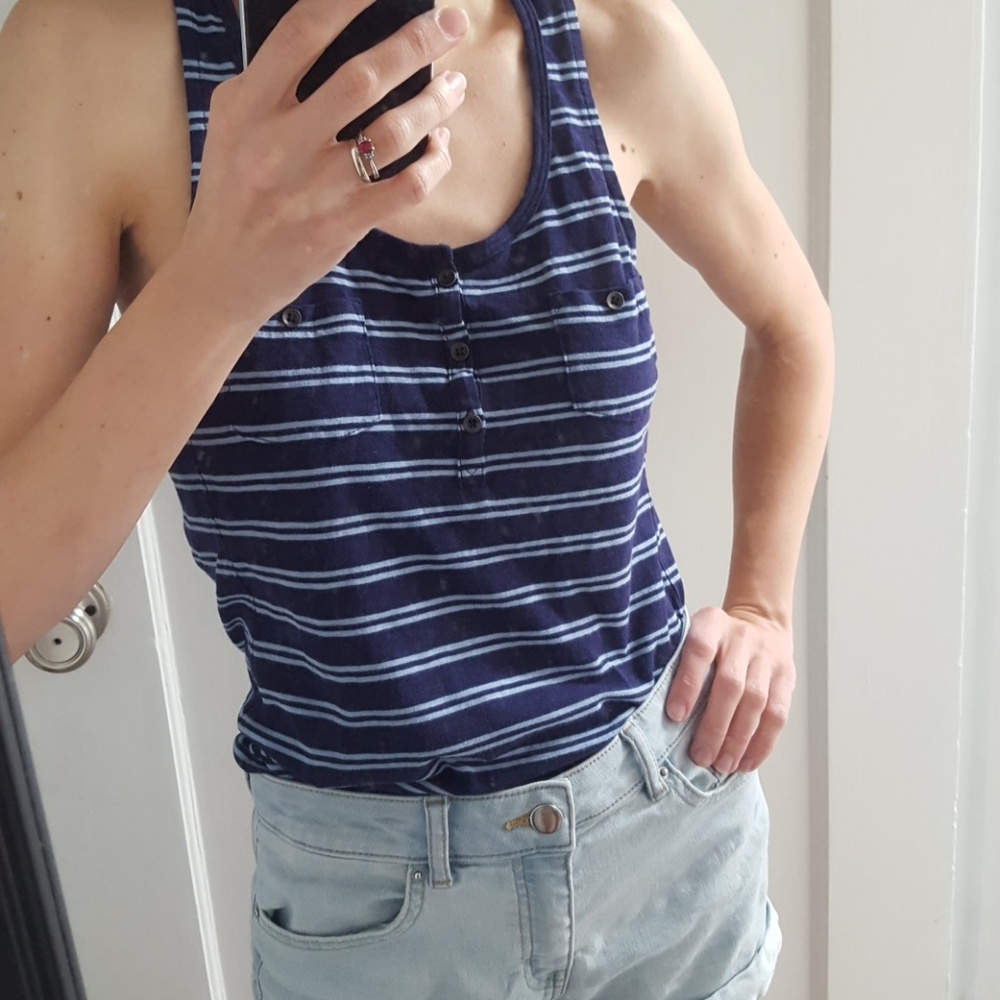 $5 CLOSET CLOSING Express Blue Stripes Button Tank Top